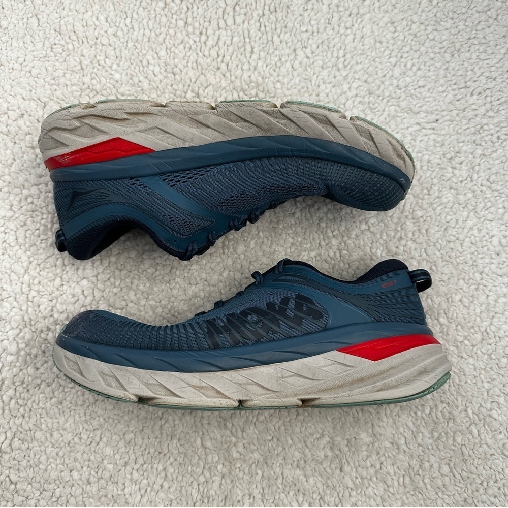 Hoka One One Bondi 7 Blue Gray Running Shoes Men’s Size 10.5